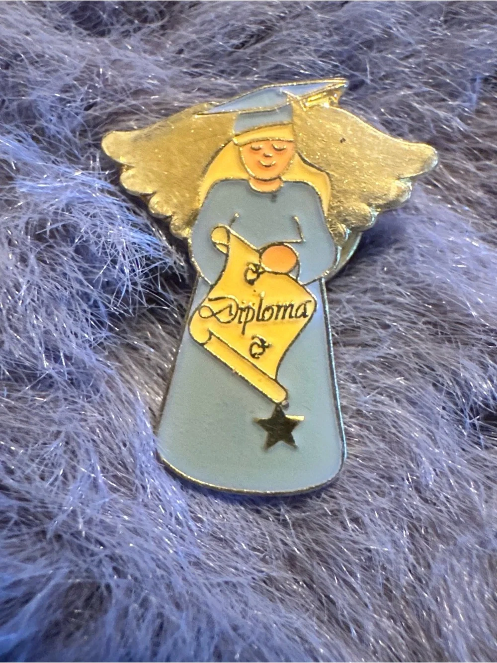 Graduation Gold Tone Angel Pin Vintage Grad Gift Memorial‎ Gift